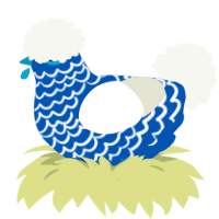 Bluebell, a ultramarine and white chicken with a lace pattern