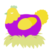 Mags, a amethyst and yellow chicken with a head pattern