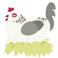A white and ash chicken with a neck-speckle pattern