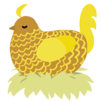 need to be renamed, a gold and yellow chicken with a lace pattern