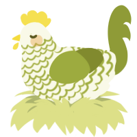 Lemongrass, a white and chartreuse chicken with a lace pattern