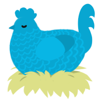 A cerulean chicken with a lace pattern