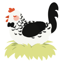 A white and black chicken with a half-lace pattern
