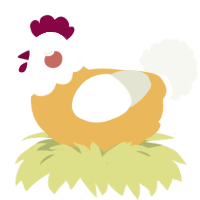 Egg, a honey and white chicken with a head pattern