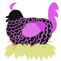 Hmmm, a black and orchid chicken with a lace pattern