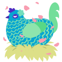 A cerulean and spring chicken with a lace pattern