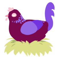 (unnamed), a wine and blurple chicken with a neck-speckle pattern