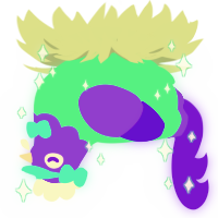 Callipso, a spring and blurple chicken with a head pattern