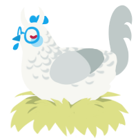 A white and silver chicken with a half-lace pattern