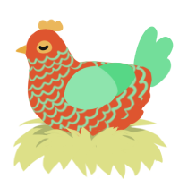Impulse, a vermilion and spring chicken with a lace pattern