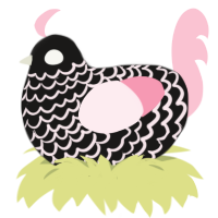 Petal, a sable and rose chicken with a lace pattern