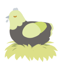 tom, a grey and lemon chicken with a head pattern