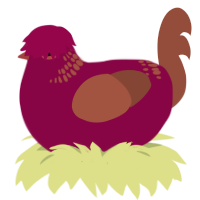 A maroon and russet chicken with a neck-band pattern