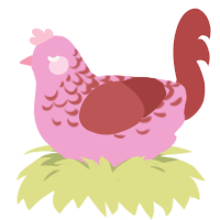 A pink and red chicken with a half-lace pattern