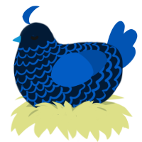 A tumblr and ultramarine chicken with a lace pattern