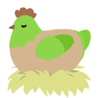 A beige and grass chicken with a head pattern