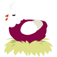 Raspberry Sorbet, a maroon and white chicken with a head pattern