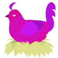 pinker stinker, a fuchsia and amethyst chicken with a lace pattern