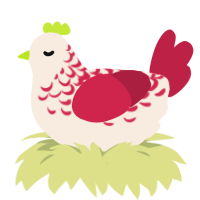 A cream and crimson chicken with a half-lace pattern