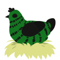 (unnamed), a leaf and black chicken with a bar pattern