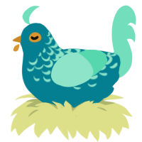 Billy, a sea and mint chicken with a half-lace pattern