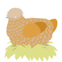 scrub daddy, a beige and orange chicken with a lace pattern