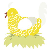 zesty boy, a yellow and white chicken with a lace pattern
