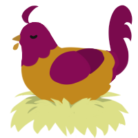 creme, a ochre and wine chicken with a head pattern