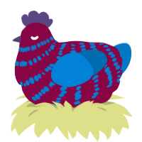 (unnamed), a maroon and sapphire chicken with a bar pattern