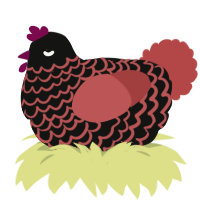 (unnamed), a black and red chicken with a lace pattern