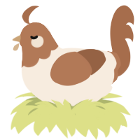 Choc chook, a cream and brown chicken with a head pattern