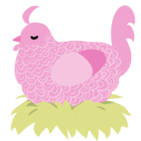 Pink, a pink chicken with a double-lace pattern