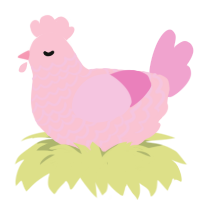 A rose and pink chicken with a lace pattern