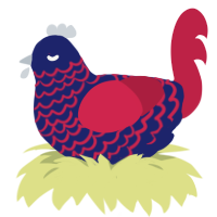 Optime Primus, a navy and crimson chicken with a lace pattern