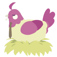 A lemon and plum chicken with a head pattern