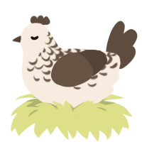Cream, a cream and bark chicken with a half-lace pattern