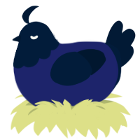 Abyssopelagic, a navy and tumblr chicken with a head pattern