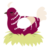 (unnamed), a maroon and cream chicken with a half-bar pattern