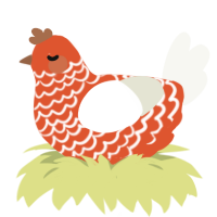 Goldfish, a vermilion and white chicken with a lace pattern