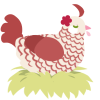 Rose, a cream and red chicken with a lace pattern