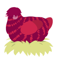 (unnamed), a maroon and crimson chicken with a bar pattern