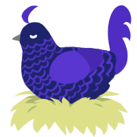 A navy and indigo chicken with a lace pattern