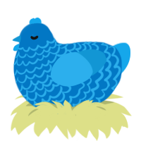 A sapphire and sky chicken with a lace pattern