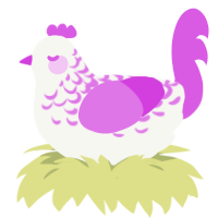 Orchid Lace, a white and orchid chicken with a half-lace pattern
