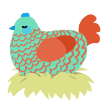 Bekutā, a mint and vermilion chicken with a lace pattern