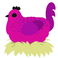A fuchsia and plum chicken with a half-lace pattern