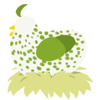 (unnamed), a white and chartreuse chicken with a speckle pattern