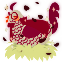 A mist and wine chicken with a lace pattern