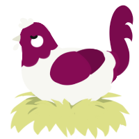 Rosé, a white and wine chicken with a head pattern