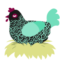A sable and mint chicken with a double-lace pattern